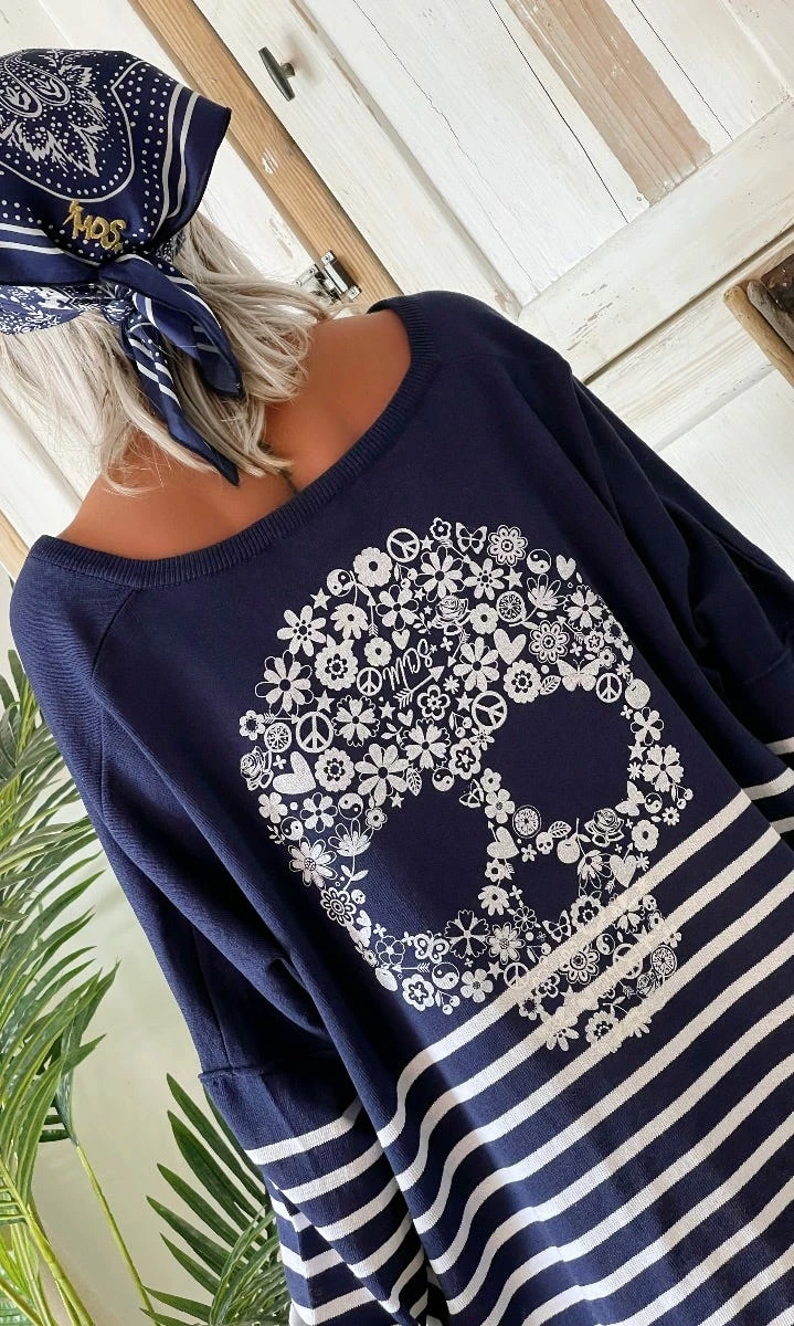 Pull Marius Oversize Bleu Marinière Blanc Skull 7 Pull Marius Oversize Bleu Marinière Blanc Skull – Image 5