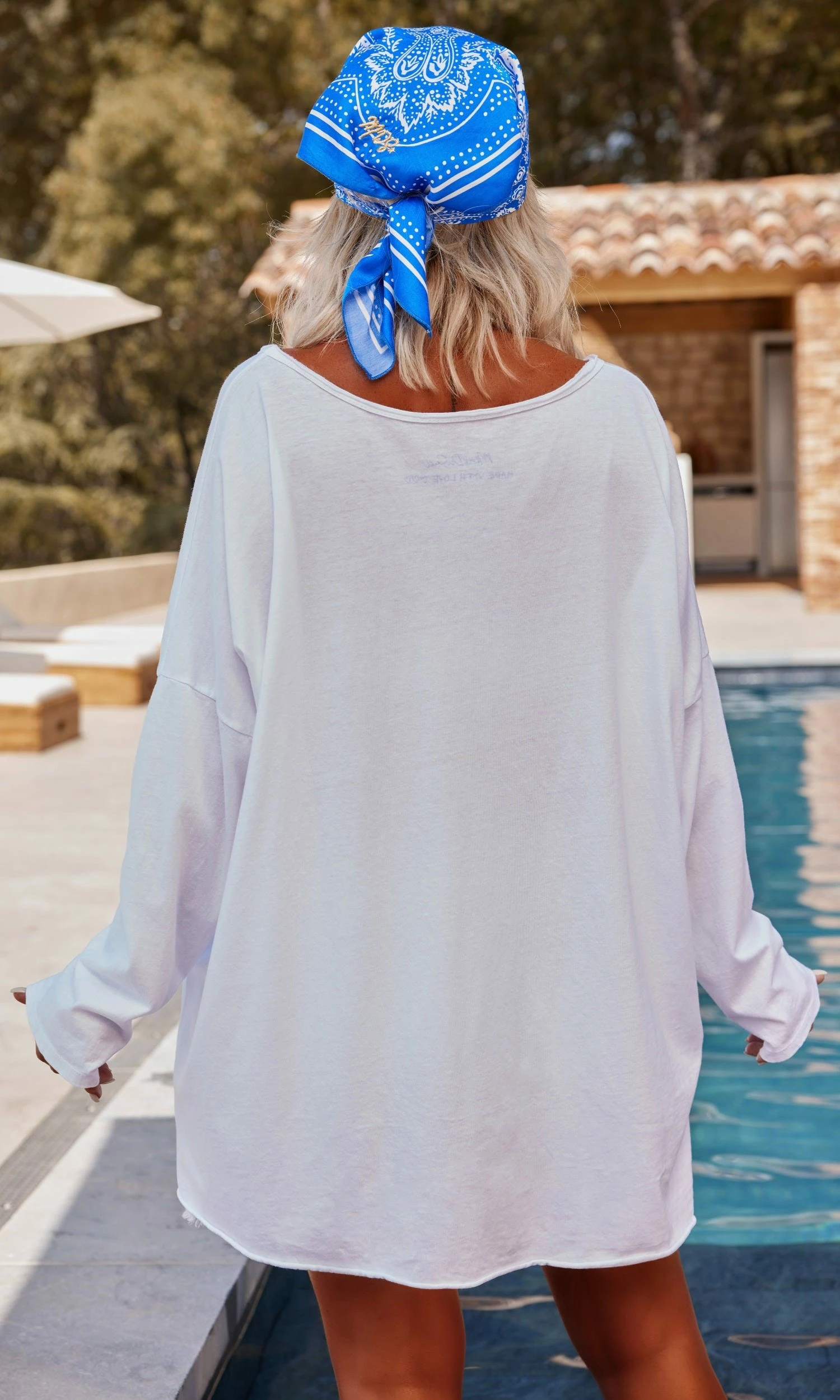 T-Shirt Clay ML Blanc Flower Peace Bleu Electrique 8 T-Shirt Clay ML Blanc Flower Peace Bleu Electrique – Image 6