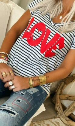 T-Shirt Magda Blanc Marinière Bleu Love Rouge -Vêtements Soldes 2024 12ada639 6e2e 4ab0 aeb1 26bc8d278c04
