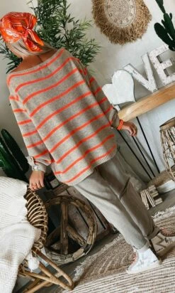Pull Mika Oversize Taupe Marinière Orange Fluo -Vêtements Soldes 2024 1fac7f7b 5165 4924 b09d 5dc40eaa0ec6