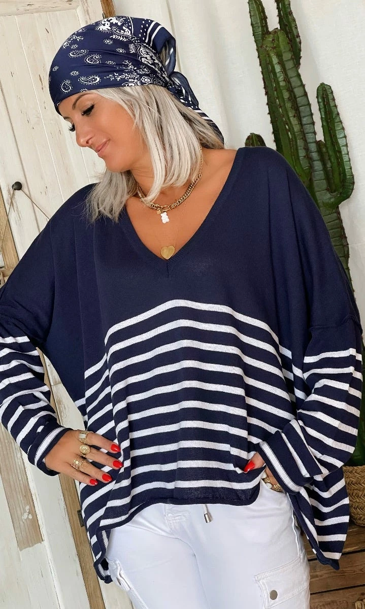 Pull Marius Oversize Bleu Marinière Blanc Skull 5 Pull Marius Oversize Bleu Marinière Blanc Skull – Image 3