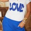 T-Shirt Magda Blanc Love Bleu Electrique