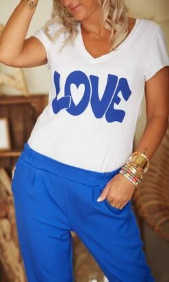 T-Shirt Magda Blanc Love Bleu Electrique
