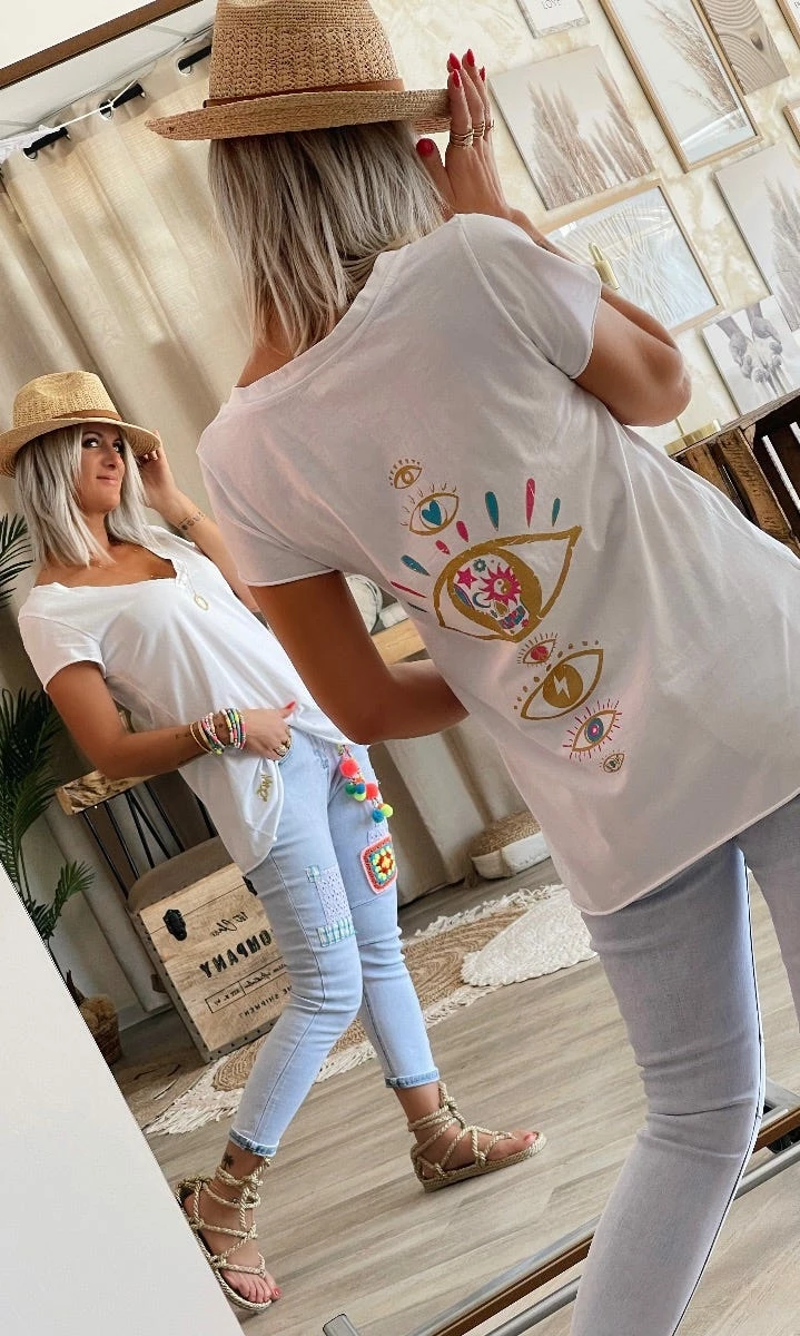 T-Shirt Elio MC Blanc Many Eyes 7 T-Shirt Elio MC Blanc Many Eyes – Image 5