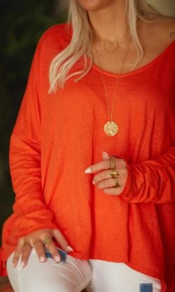 T-Shirt Gabin ML Loose Lin Orange