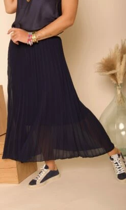 Jupe Plissée Nahla Bleu Marine