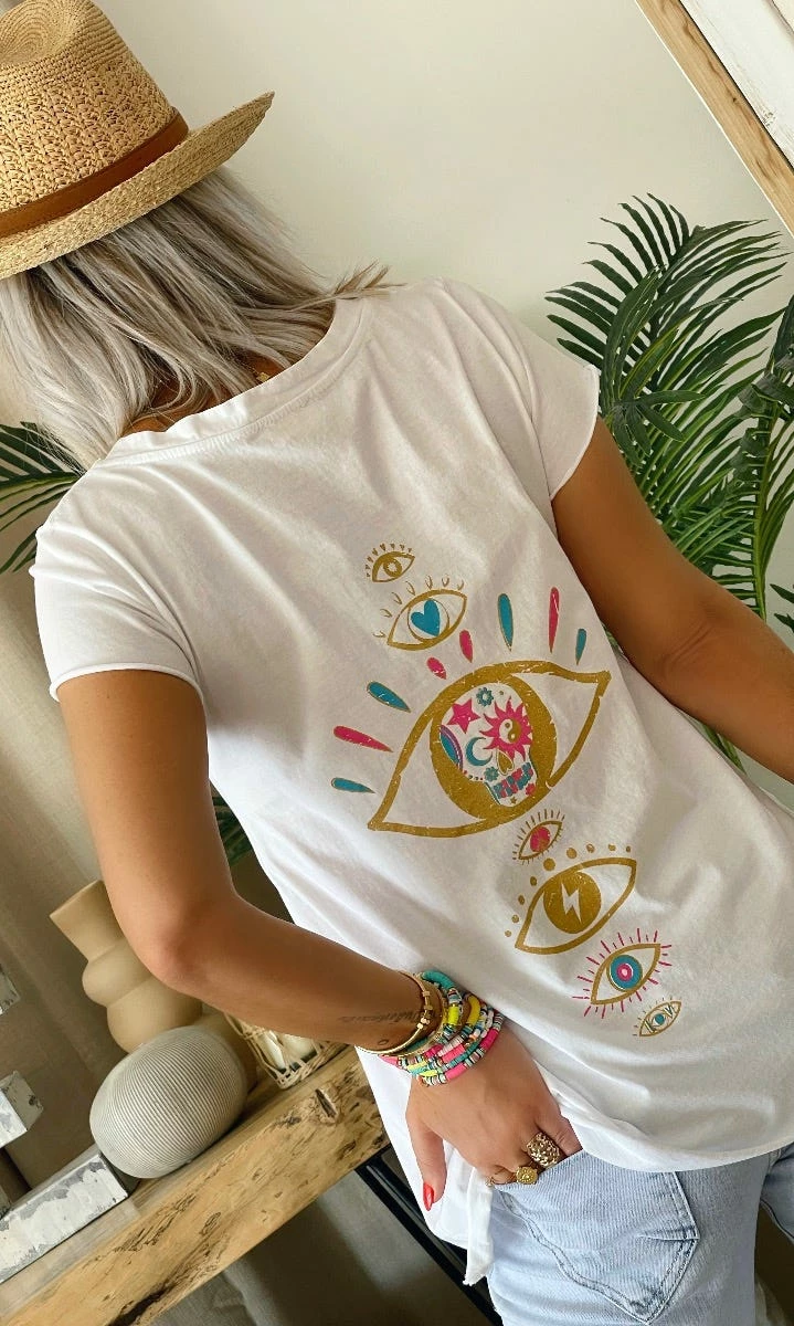 T-Shirt Elio MC Blanc Many Eyes 8 T-Shirt Elio MC Blanc Many Eyes – Image 6