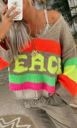 Pull Court Damien Oversize Taupe Peace Multicolor -Vêtements Soldes 2024 5ea8eb22 b55a 4892 877b 76a53ffe9e70