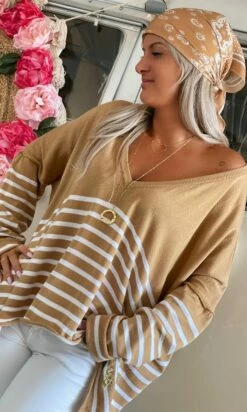 Pull Marius Oversize Camel Marinière Blanc -Vêtements Soldes 2024 5fb123c8 e901 4bc6 912c dca51e2db45a