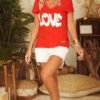 T-Shirt Magda Rouge Love Blanc