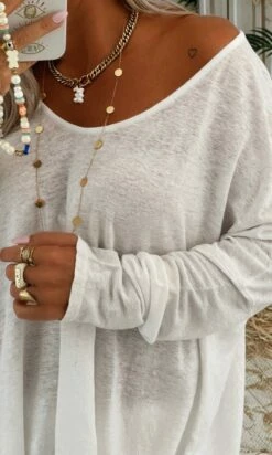 T-Shirt Gabin ML Loose Lin Blanc -Vêtements Soldes 2024 92a41587 0e26 49e0 bb7b 242e1da686e0