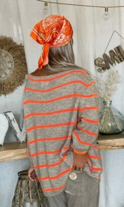 Pull Mika Oversize Taupe Marinière Orange Fluo -Vêtements Soldes 2024 933acd3b cf80 4a84 a7bd 28a75288112a