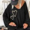 Petite Robe Pull Mady Oversize Noir Hearts Or
