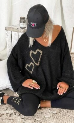 Produits populaires 19 Petite Robe Pull Mady Oversize Noir Hearts Or