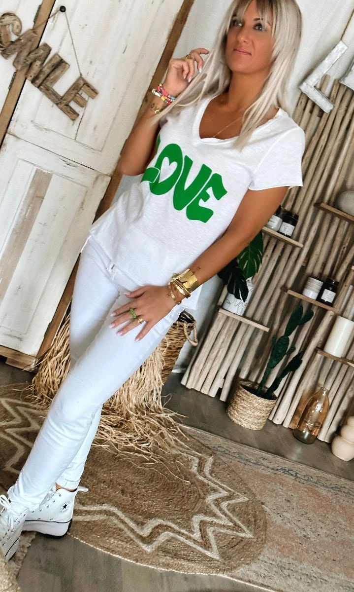 T-Shirt Magda Blanc Love Vert Brésil 7 T-Shirt Magda Blanc Love Vert Brésil – Image 5