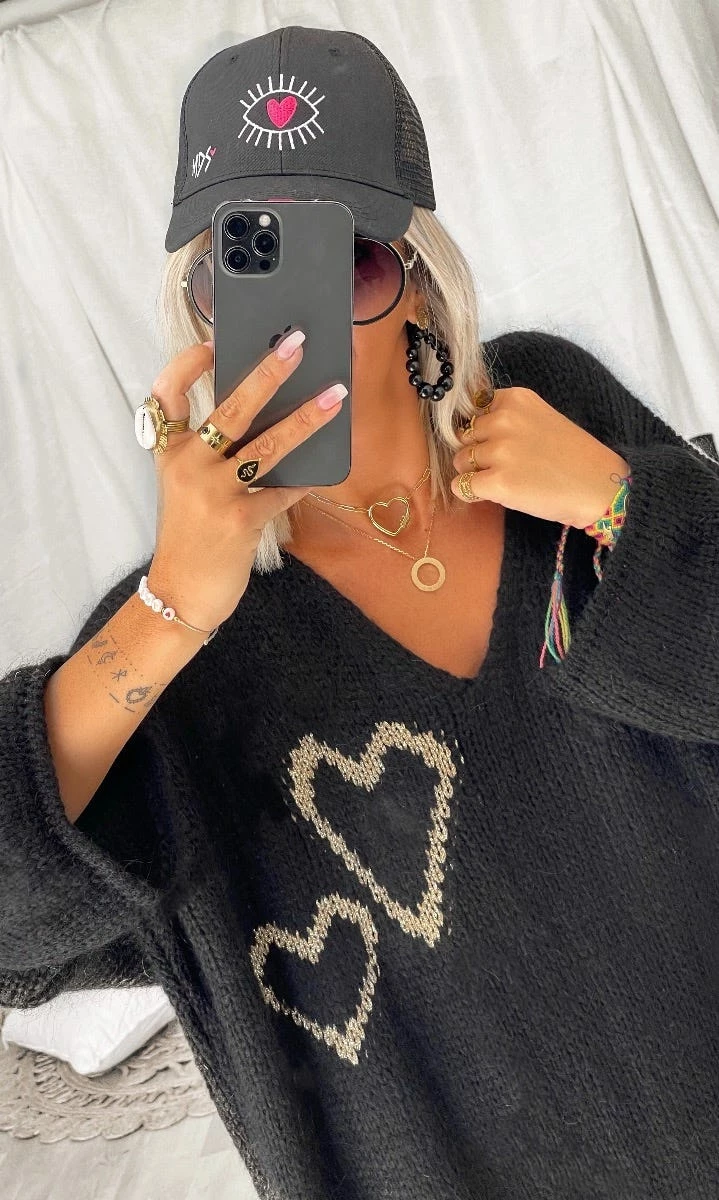 Petite Robe Pull Mady Oversize Noir Hearts Or 7 Petite Robe Pull Mady Oversize Noir Hearts Or – Image 5