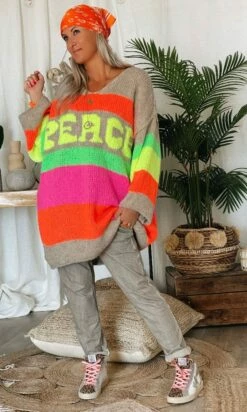 Pull Damien Oversize Taupe Peace Multicolor -Vêtements Soldes 2024 bbd200ba 776c 441e b8b9 0f43dfa4eee0