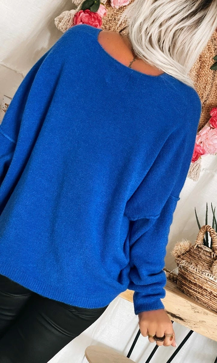 Pull Braxton Oversize Bleu Electrique 5 Pull Braxton Oversize Bleu Electrique – Image 3