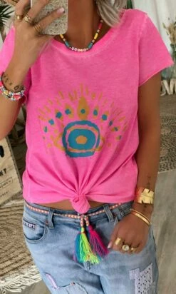 T-Shirt Quentin MC Rose Fluo Eye Shine