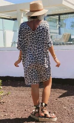 Petite Robe Farah Oversize Ultra-Light Beige Léopard