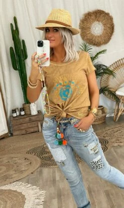 T-Shirt Quentin MC Camel Eye Shine