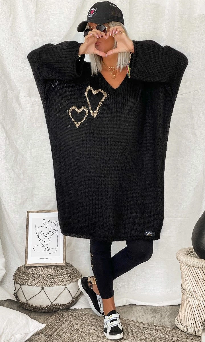 Petite Robe Pull Mady Oversize Noir Hearts Or 6 Petite Robe Pull Mady Oversize Noir Hearts Or – Image 4