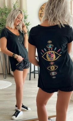 T-Shirt Elio MC Noir Many Eyes