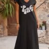 Robe Magda Ultra-Light Noir Peace Blanc