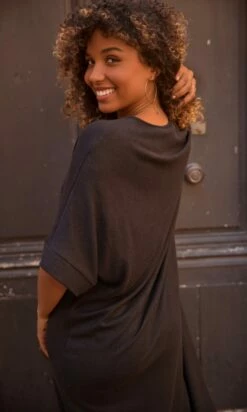 Robe Meg Maille Doudou Noir