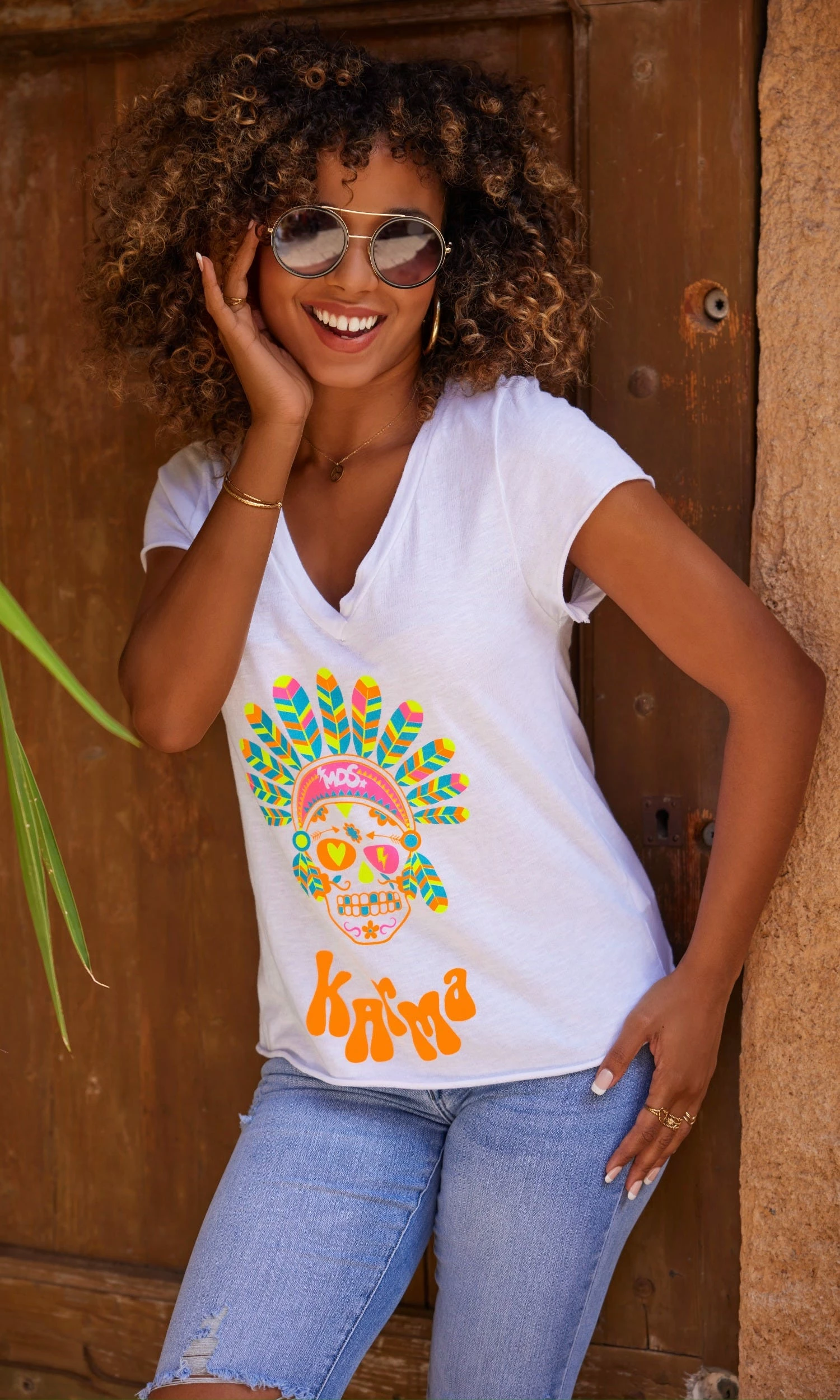 T-Shirt Magda Blanc Pluma Skull Karma Multicolor 3 T-Shirt Magda Blanc Pluma Skull Karma Multicolor