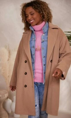 Pull Basic Col Roulé Rose Clair