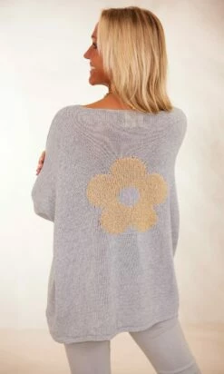 Pull Clovis Gris Clair Flower Or