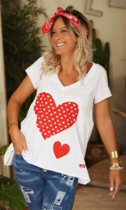 T-Shirt Elio MC Blanc Lovely Heart Rouge