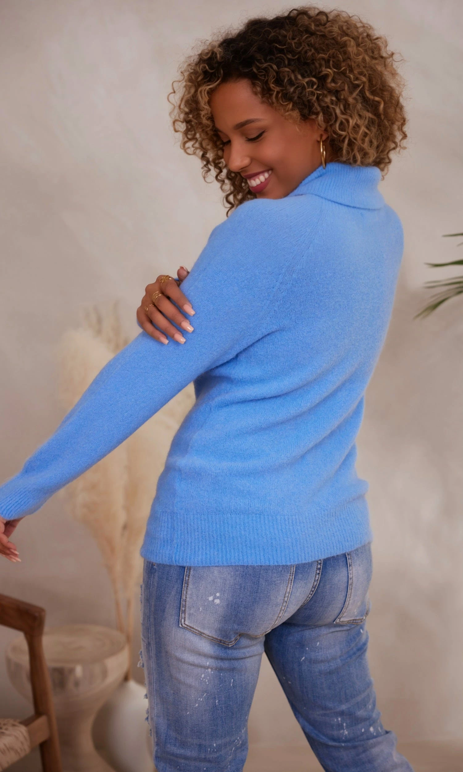 Pull Basic Col Roulé Bleu Jean 3 Pull Basic Col Roulé Bleu Jean