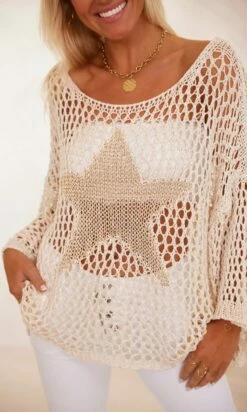 Pull Phill Beige Maille Filet Star Or -Vêtements Soldes 2024 facetune 07 02 2024 11 35 35