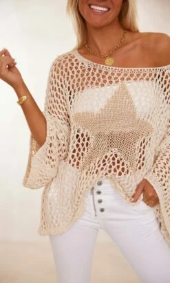 Pull Phill Beige Maille Filet Star Or -Vêtements Soldes 2024 facetune 07 02 2024 11 53 52