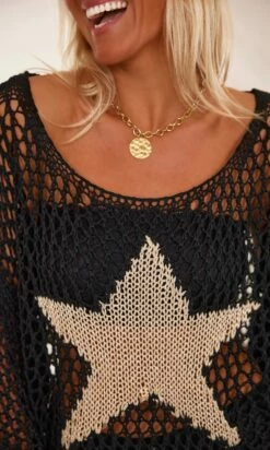 Pull Phill Noir Maille Filet Star Or -Vêtements Soldes 2024 facetune 07 02 2024 12 49 39