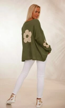 Pull Clovis Kaki Flower Or