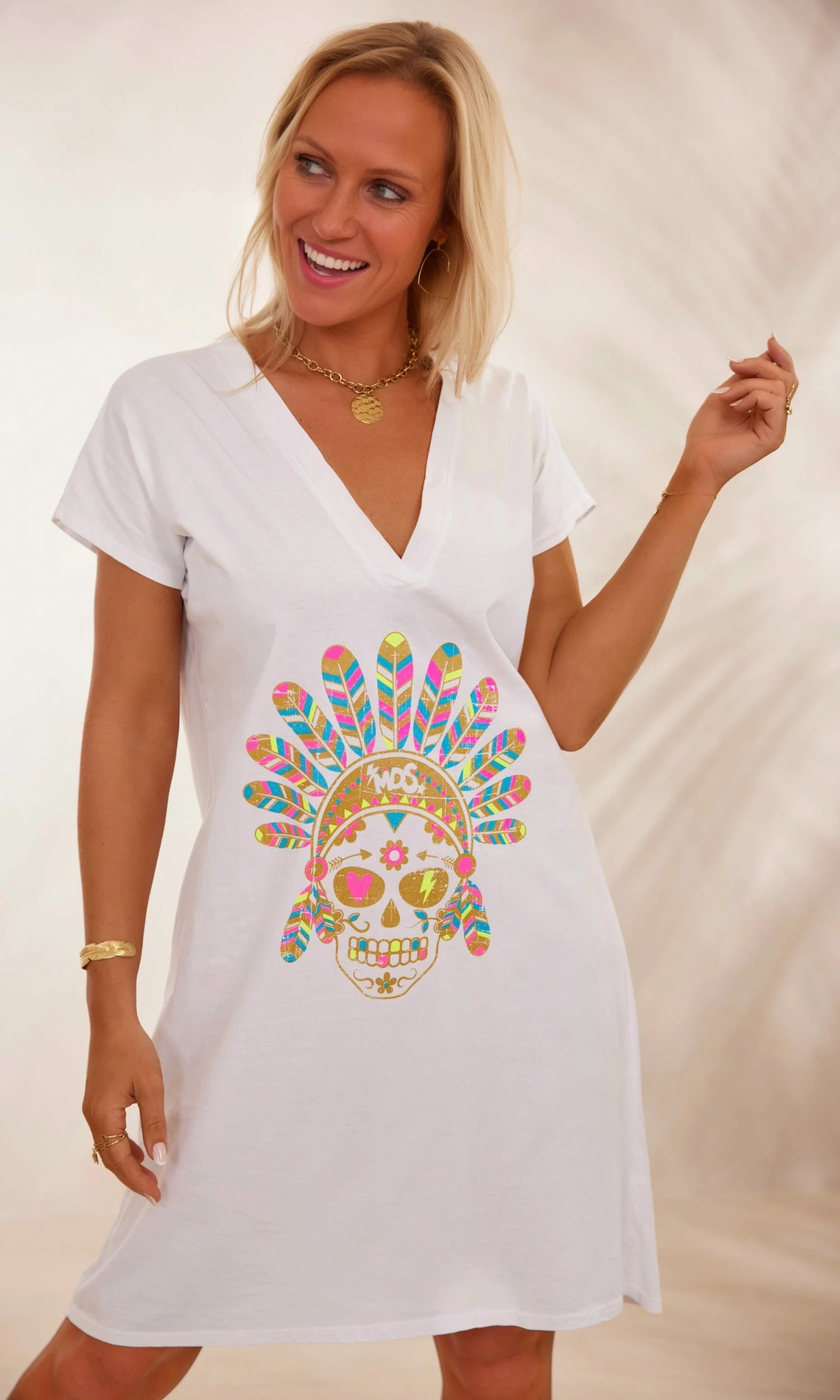 Petite Robe Isadora Blanc Pluma Skull Multicolor 8 Petite Robe Isadora Blanc Pluma Skull Multicolor – Image 6