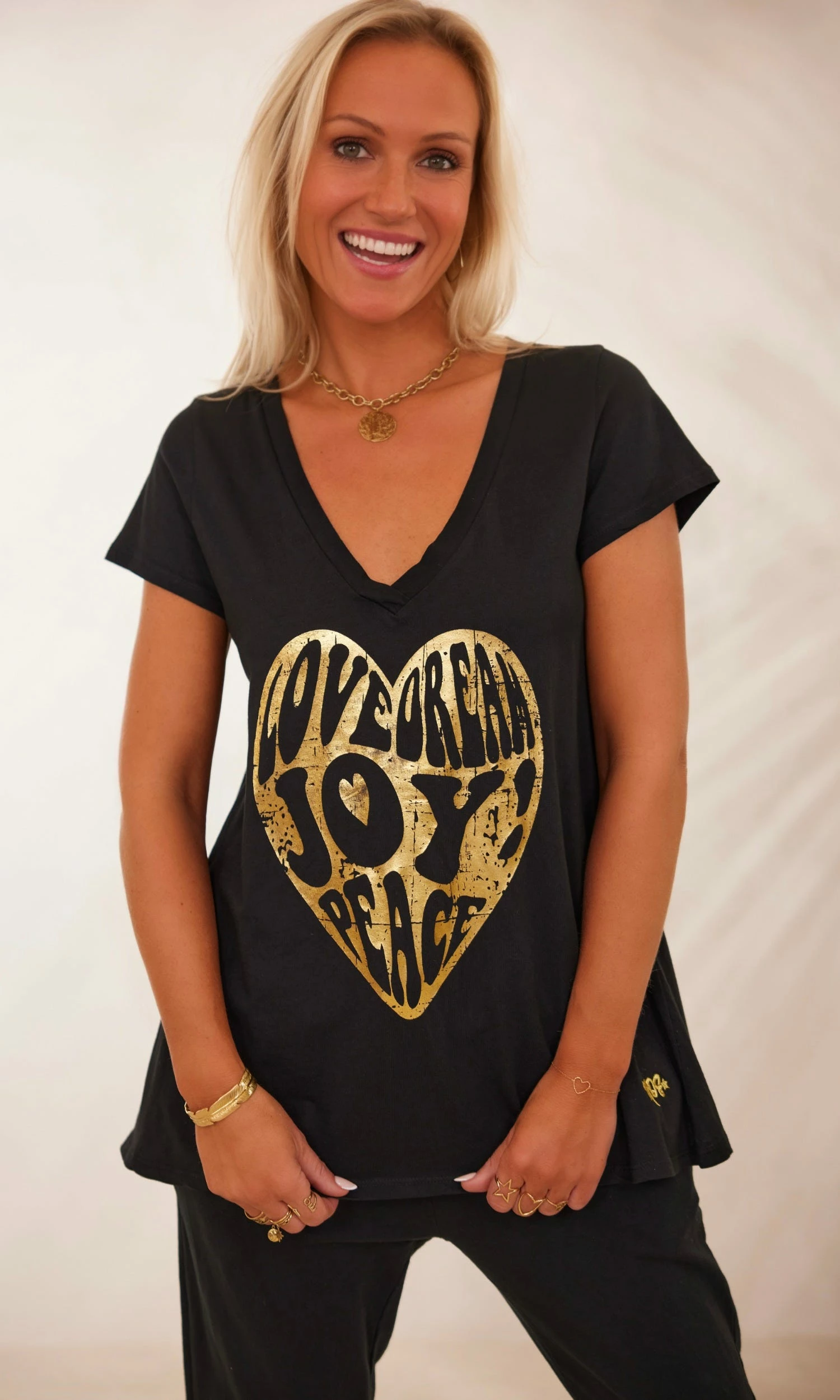 T-Shirt Elio MC Noir Heart Joy Or 7 T-Shirt Elio MC Noir Heart Joy Or – Image 5