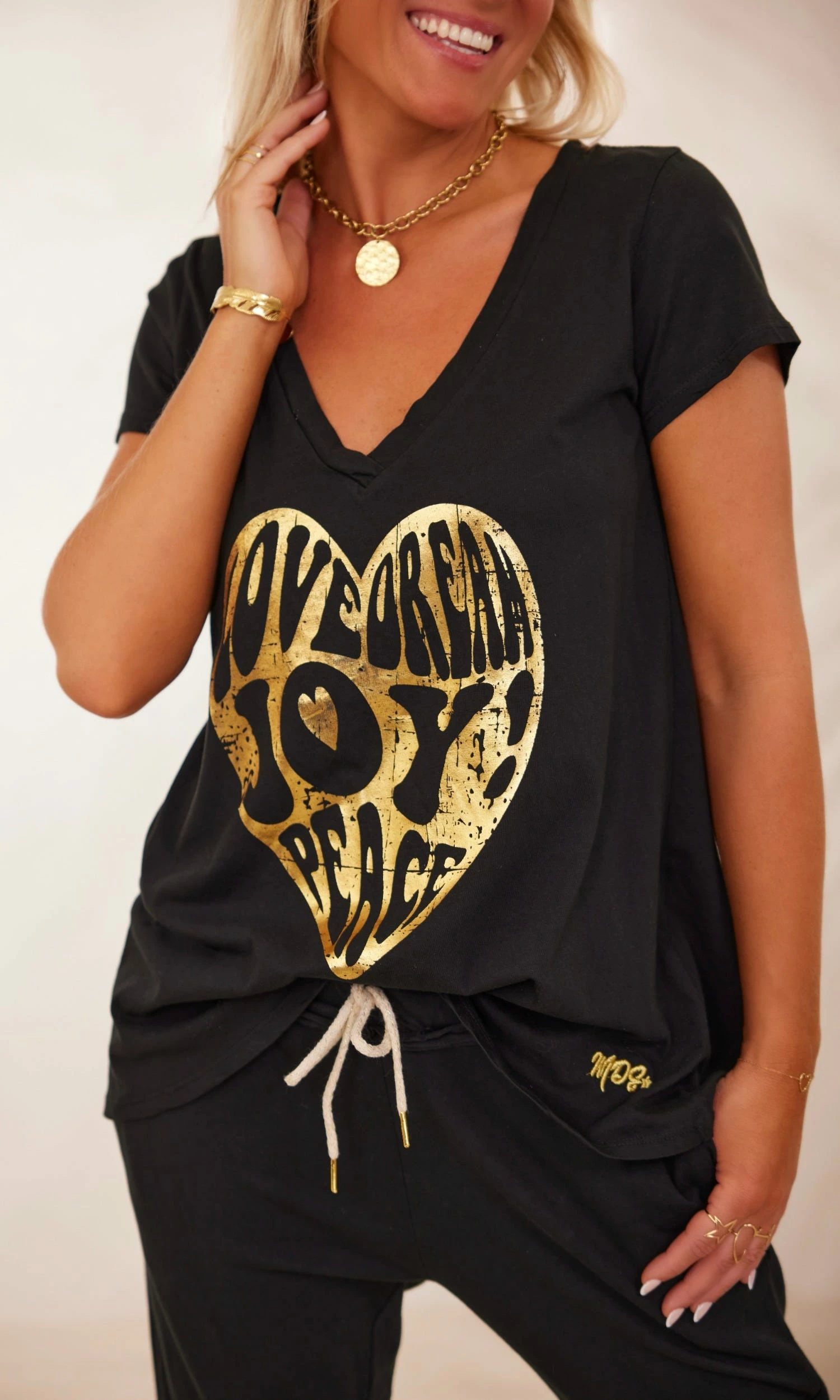 T-Shirt Elio MC Noir Heart Joy Or 4 T-Shirt Elio MC Noir Heart Joy Or – Image 2