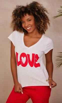 T-Shirt Magda Blanc Love Rouge