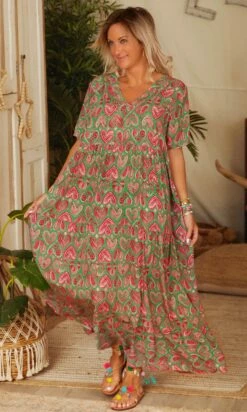 Robe Irina MC Vert Brésil Lovely Corazon Rose