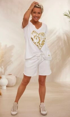 T-Shirt Elio MC Blanc Heart Joy Or