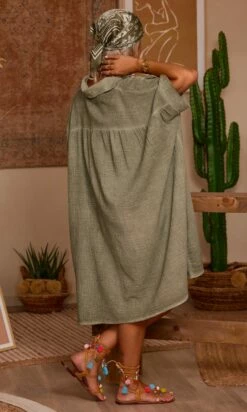 Petite Robe Chemise Sherine Oversize Kaki