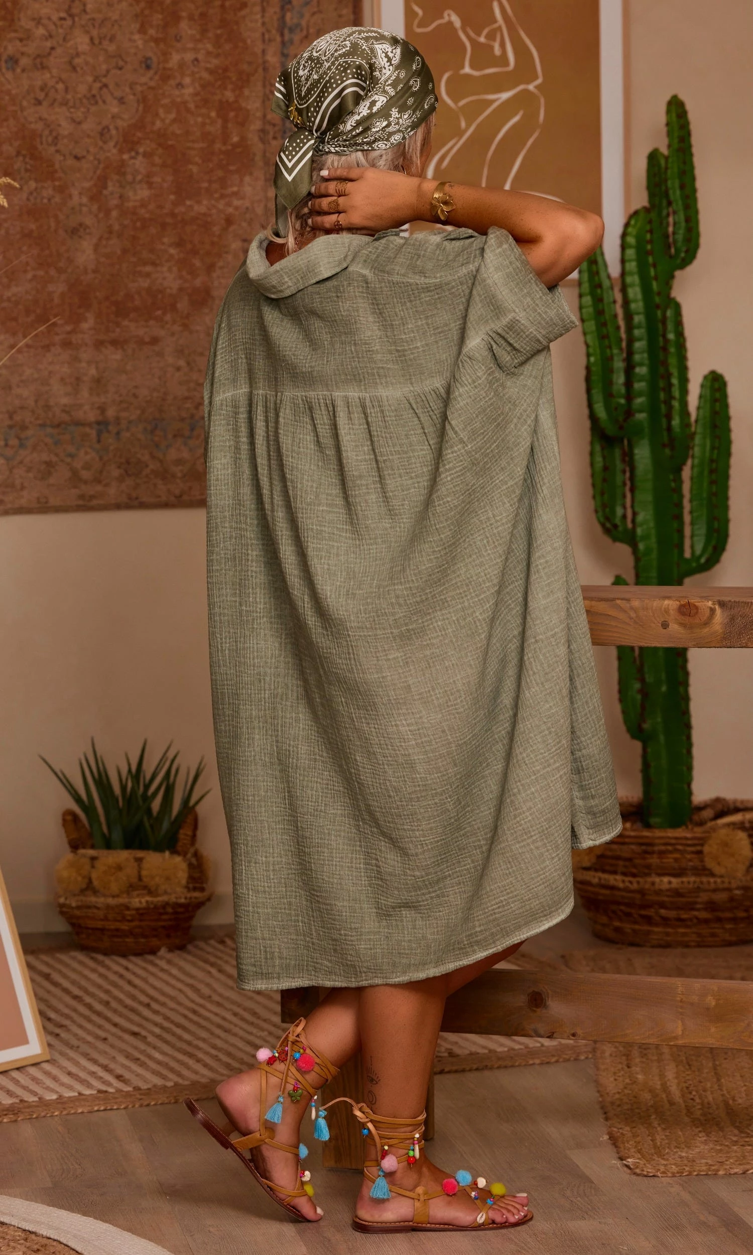 Petite Robe Chemise Sherine Oversize Kaki 3 Petite Robe Chemise Sherine Oversize Kaki