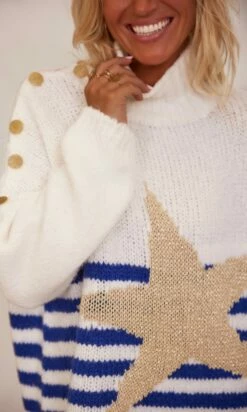 Pull Loann Blanc Marinière Bleu Star Or -Vêtements Soldes 2024 facetune 13 11 2023 17 54 00