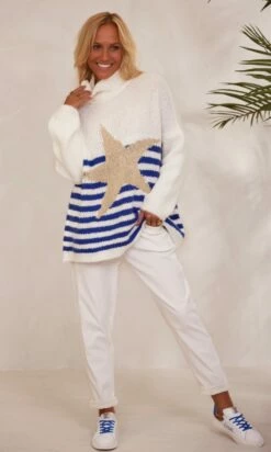 Pull Loann Blanc Marinière Bleu Star Or -Vêtements Soldes 2024 facetune 13 11 2023 18 05 19