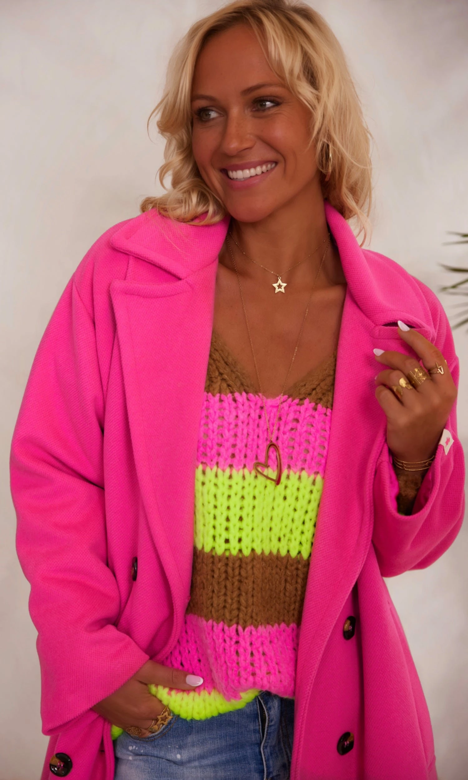 Pull Dario Jaune Fluo & Camel 3 Pull Dario Jaune Fluo & Camel