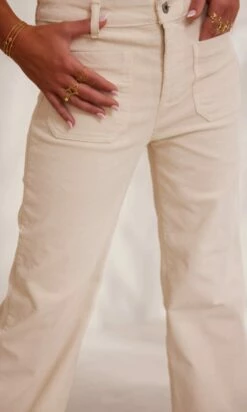 Pantalon Jovan Velours Blanc Cassé